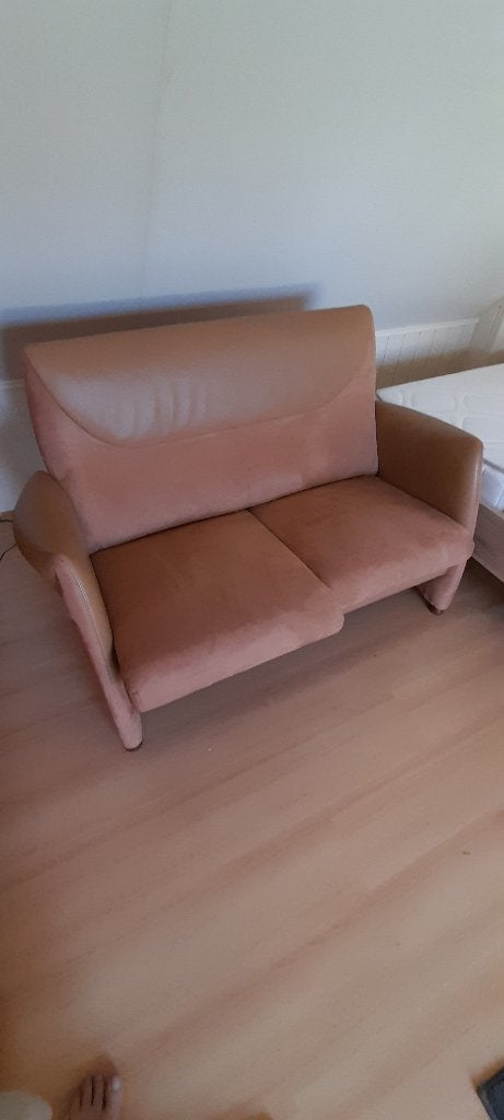 Zeer mooi alcantara/lederen Bankje, Ophalen, Minder dan 75 cm, Tweepersoons, Leer