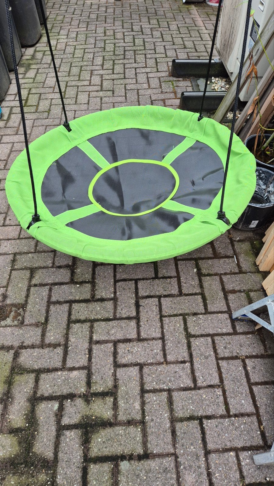 Groene schommel, nestschommel, boomhut schommel, Ophalen, Zo goed als nieuw, Schommel