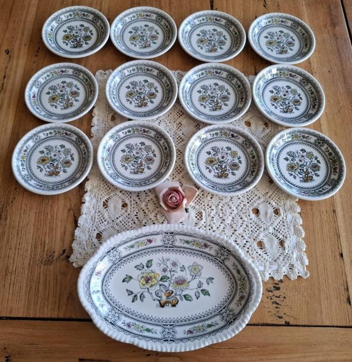 Bonbonschaaltje + 12 petit four bordjes, Dorset, Wood & Son, Ophalen of Verzenden