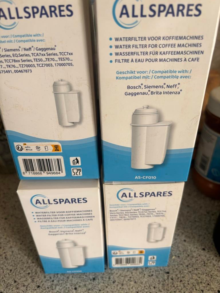 4 Waterfilters voor koffiemachines - Allspares AS-CF010, Nieuw, Ophalen of Verzenden, Bosch, Waterfilter