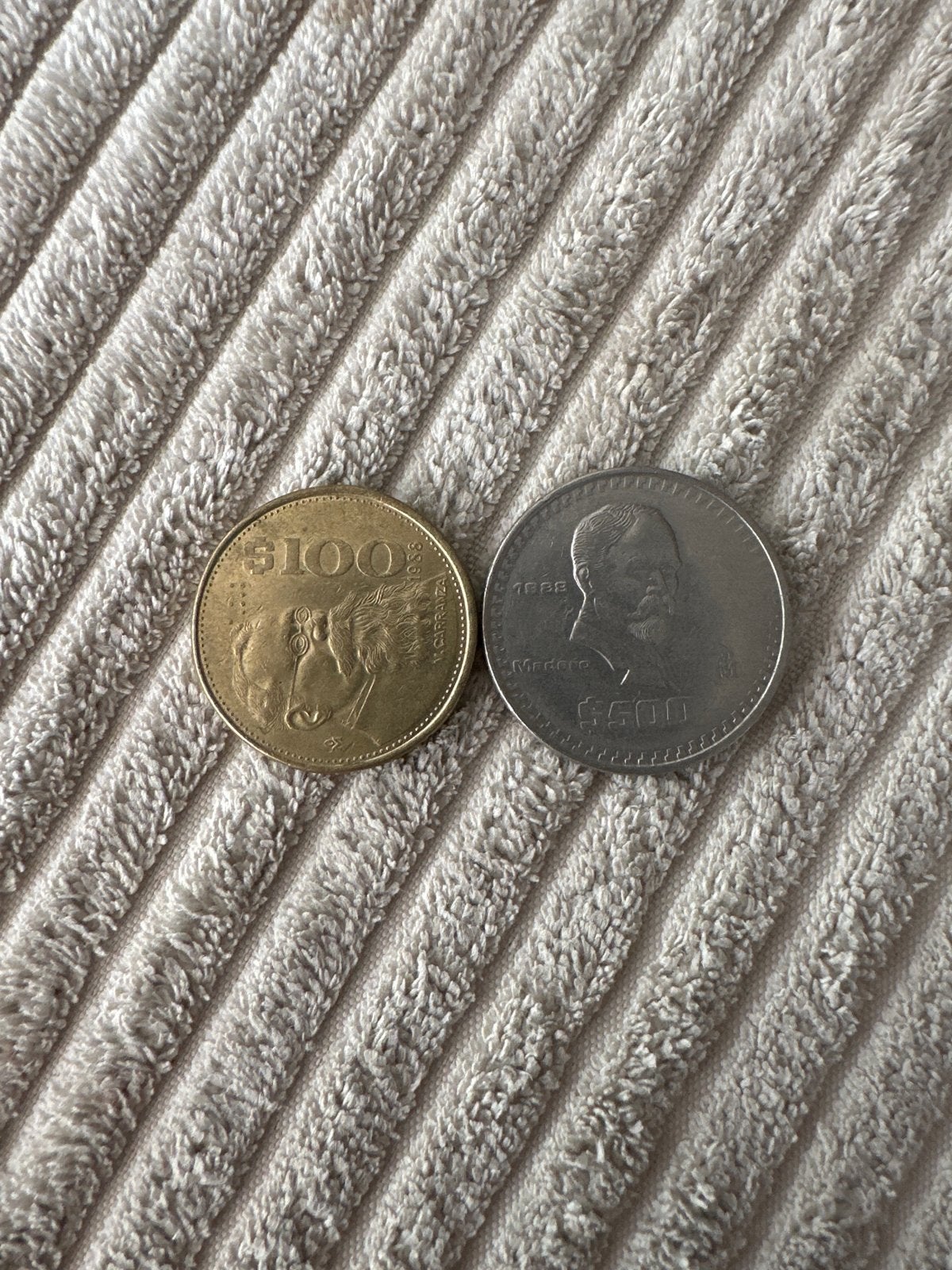 Mexicaanse munten 1988 - $100 en $500, Ophalen of Verzenden, Gebruikt