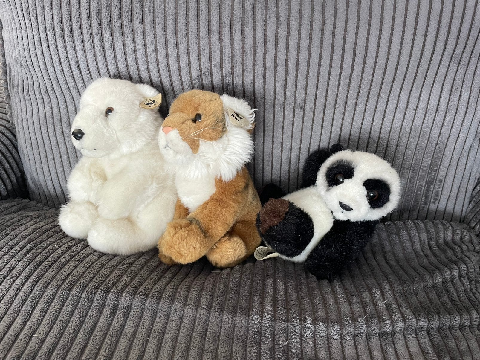 3 wwf knuffeltjes poolbeer ijsbeer, tijger welp en pandabeer, Ophalen of Verzenden, Gebruikt, Meerkleurig, Tijger