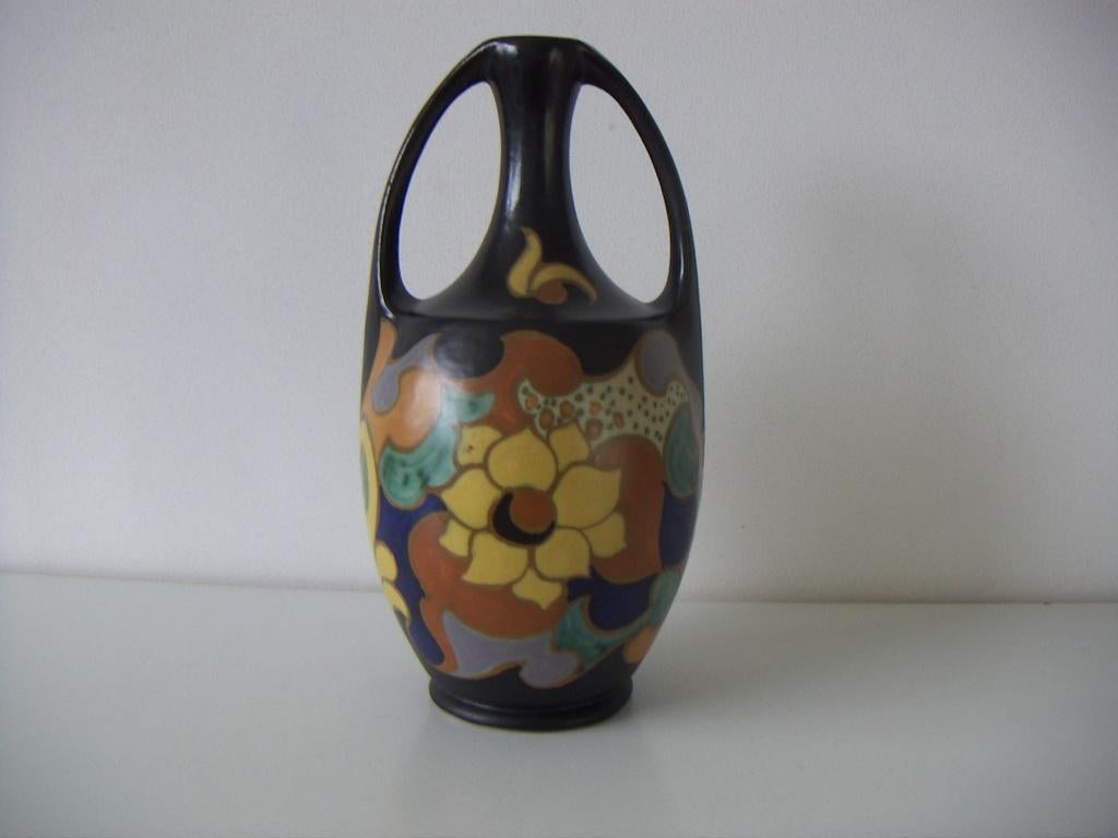 Eskaf plateel keramiek amfoor vaas jr.ca.1920. OLA., Antiek en Kunst, Antiek | Vazen, Ophalen of Verzenden