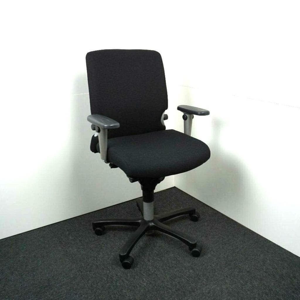 Haworth Comforto 77 Bureaustoel | Zwart Nieuw Gestoffeerd, Gebruikt, -, Zwart, -
