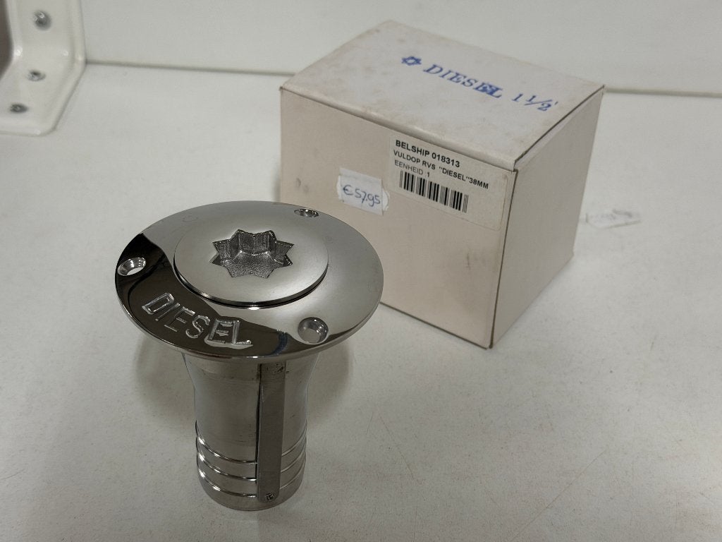 RVS Diesel vuldop /dekvuldop 38 mm Belship 018313, Watersport en Boten, Ophalen of Verzenden, Nieuw, Lijn of Blok