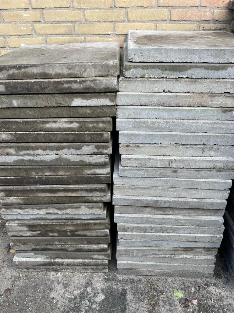 Betonnen terrastegels 50x50, Ophalen, Gebruikt, Beton, Terrastegels