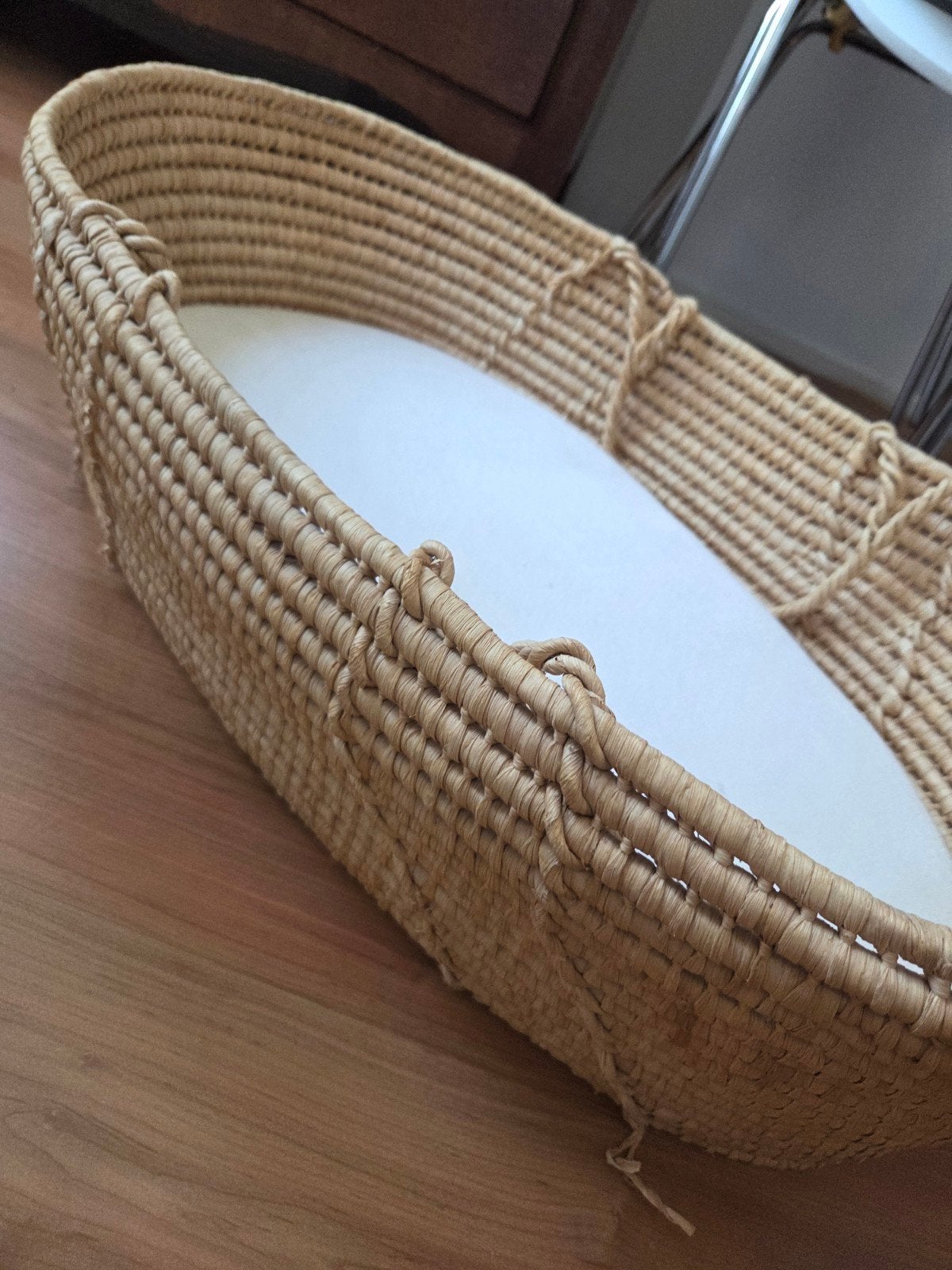 Vintage baby reismand - handgeweven rieten wieg, Ophalen, Gebruikt, Wieg