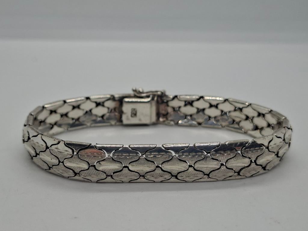 Vintage Zilveren Armband 835 Slangenmotief 17,5cm, Ophalen of Verzenden, Zilver, Zilver