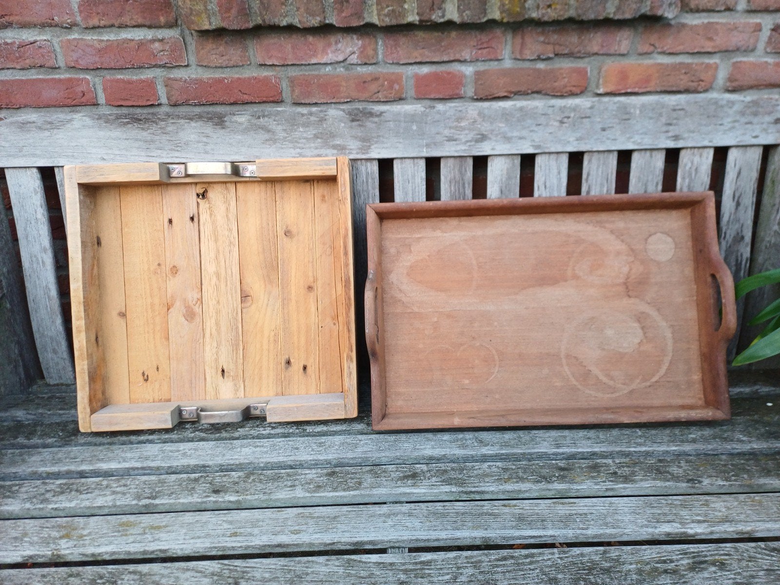 houten dienbladen., Ophalen, Zo goed als nieuw, Vierkant, Hout