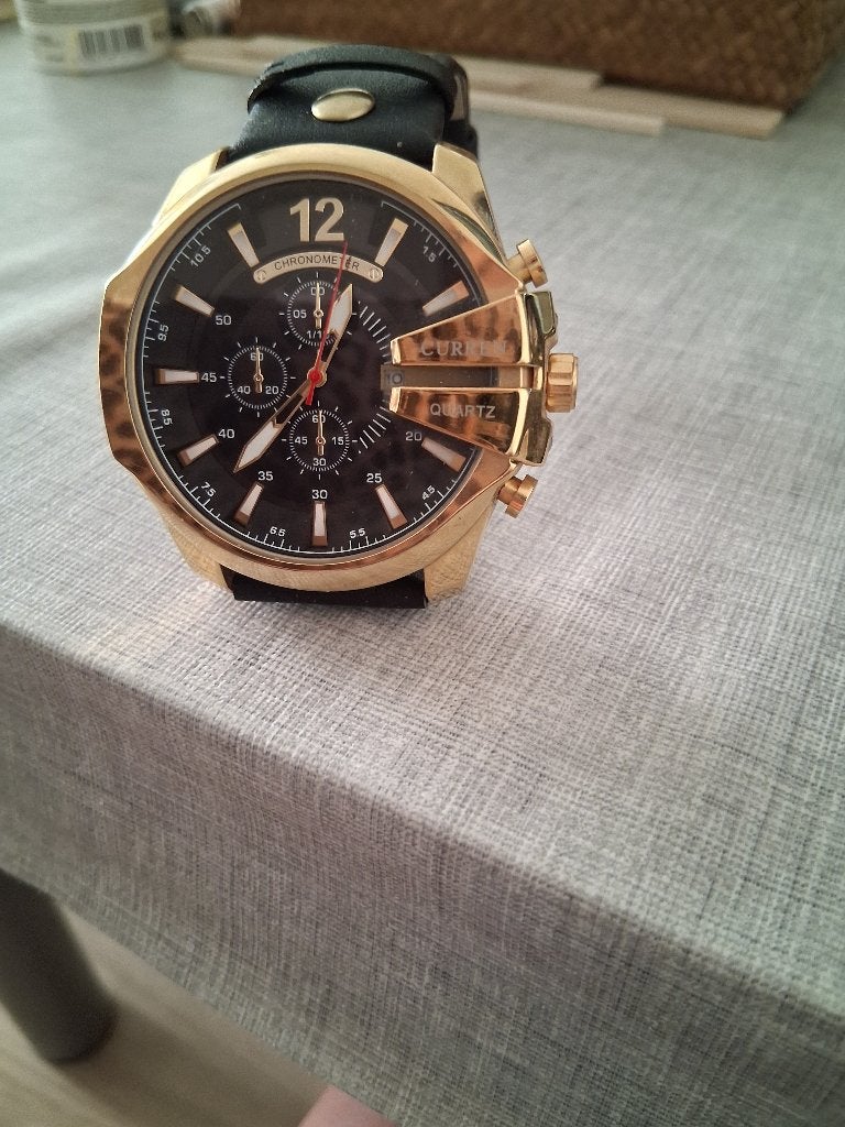 Fraai curren herenhorloge, Overige merken, Leer, Staal, Polshorloge
