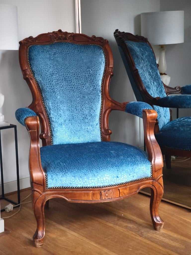 Klassieke fauteuil, Ophalen, Hout, Klassiek, 75 tot 100 cm
