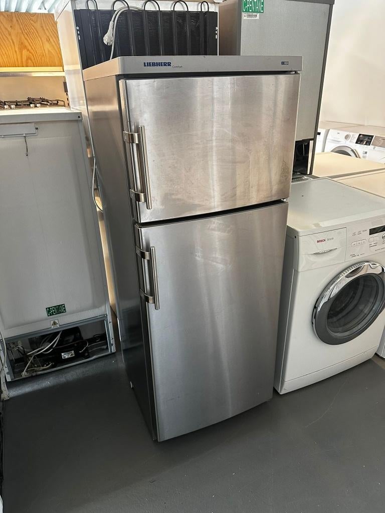 Gebruikte Liebherr vrijstaande koelvriescombinatie 145cm rvs, Witgoed en Apparatuur, Koelkasten en IJskasten, Ophalen, 150 tot 200 liter