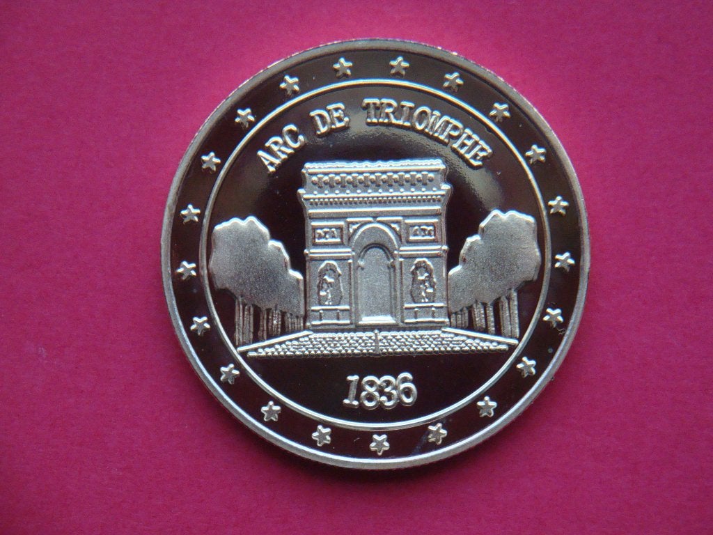 Penning UNC Arc de Triomphe Parijs Frankrijk. Goudkleurig., Verzenden, Overige materialen, Buitenland