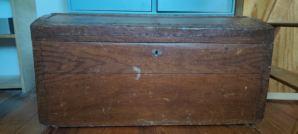 Vintage Houten koffer/ reiskist/ hutkoffer, Huis en Inrichting, Woonaccessoires | Kisten, Ophalen, Minder dan 50 cm, Gebruikt