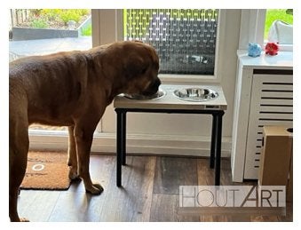 Stoere Eet & drinkset steigerbuis zwart, voor hond of kat!, Info@hout-art.nl, Nieuw, Ophalen of Verzenden, Hout-Art.nl