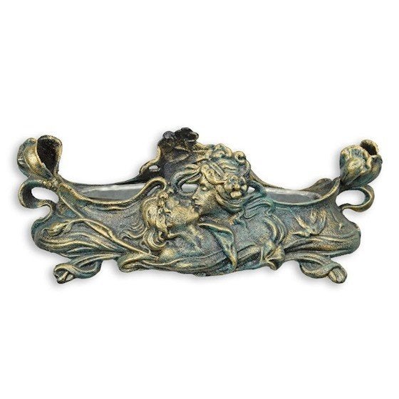 Art Nouveau plantenbak gietijzer tin inlay 45x21,3x16,4, Antiek en Kunst, Verzenden