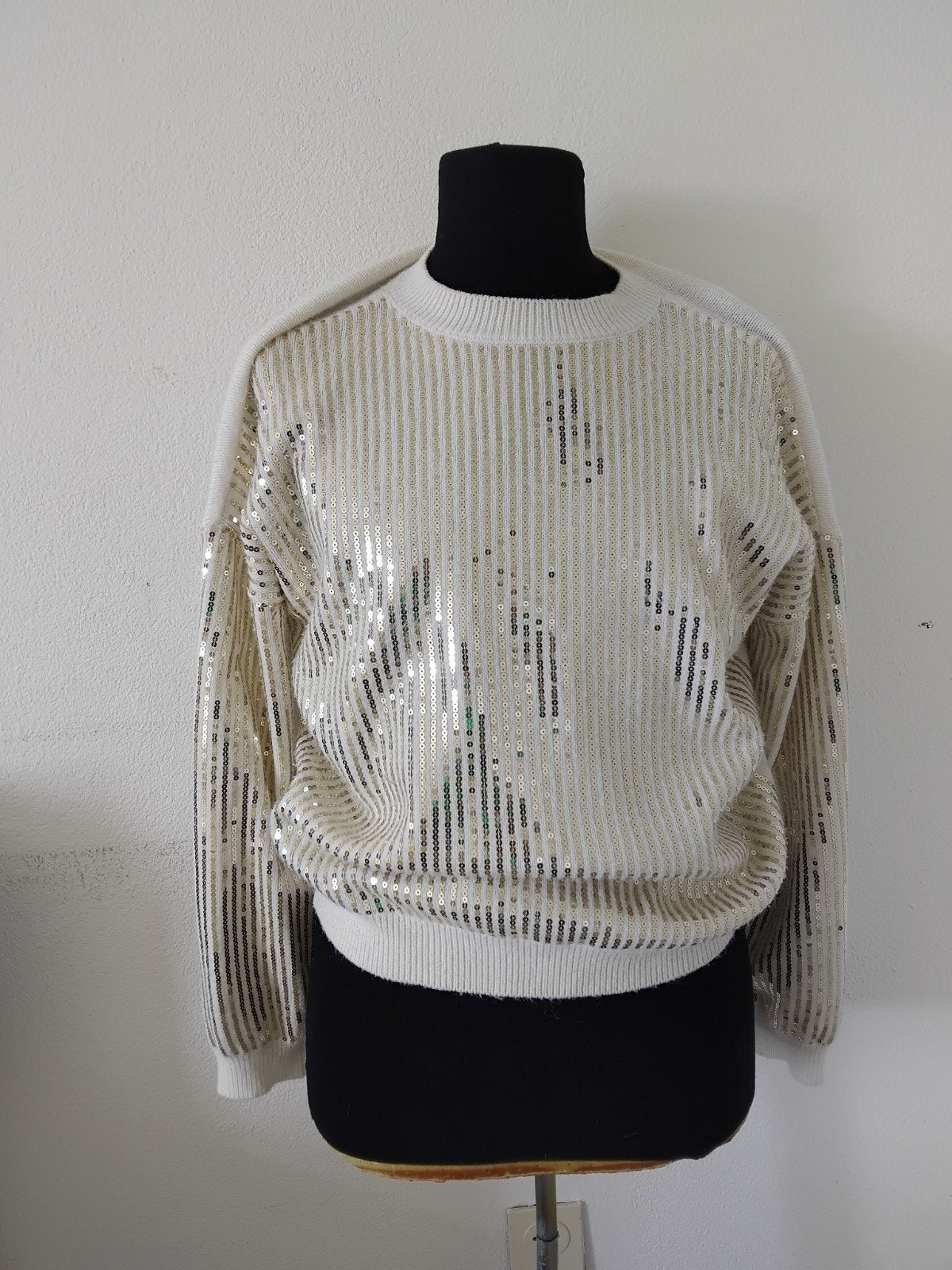 Studio Anneloes  creme kleurige trui met pailletten - Maat L, Studio Anneloes, Wit, Maat 42/44 (L), Ophalen of Verzenden