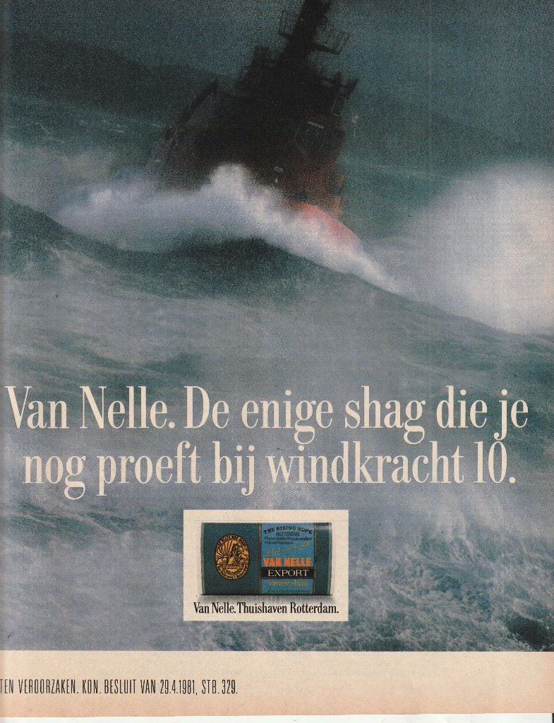 Retro reclame 1990 Van Nelle shag schip windkracht tien, Verzamelen, Verzenden, Overige typen