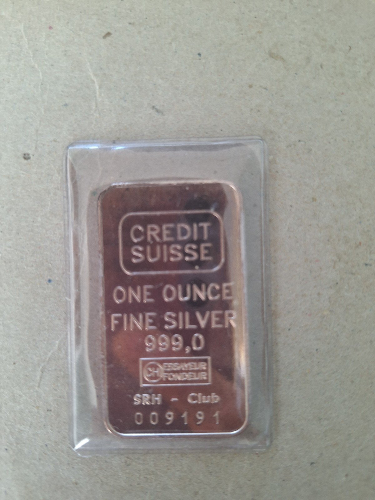 Credit Suisse 1 Ounce Fijn Zilver Baar 999,0, Postzegels en Munten, Ophalen of Verzenden, Zilver
