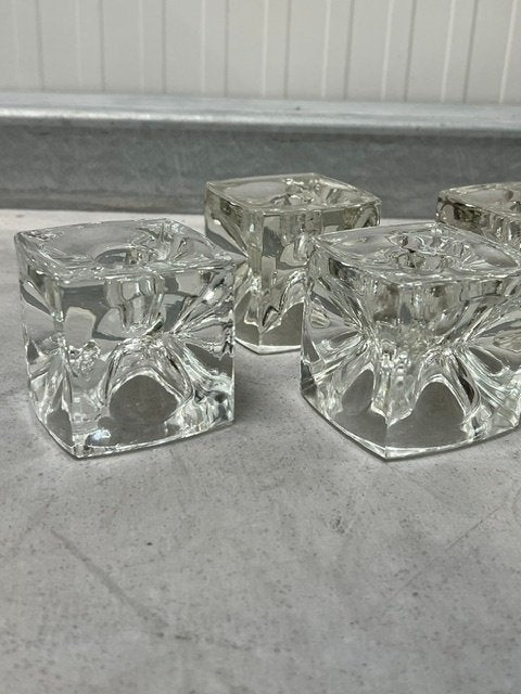 Sklo Ice Cube waxinelichthouder 4x Rudolf Jurnikl vintage, Gebruikt, Meerkleurig, Overige merken, Waxinelichthouder