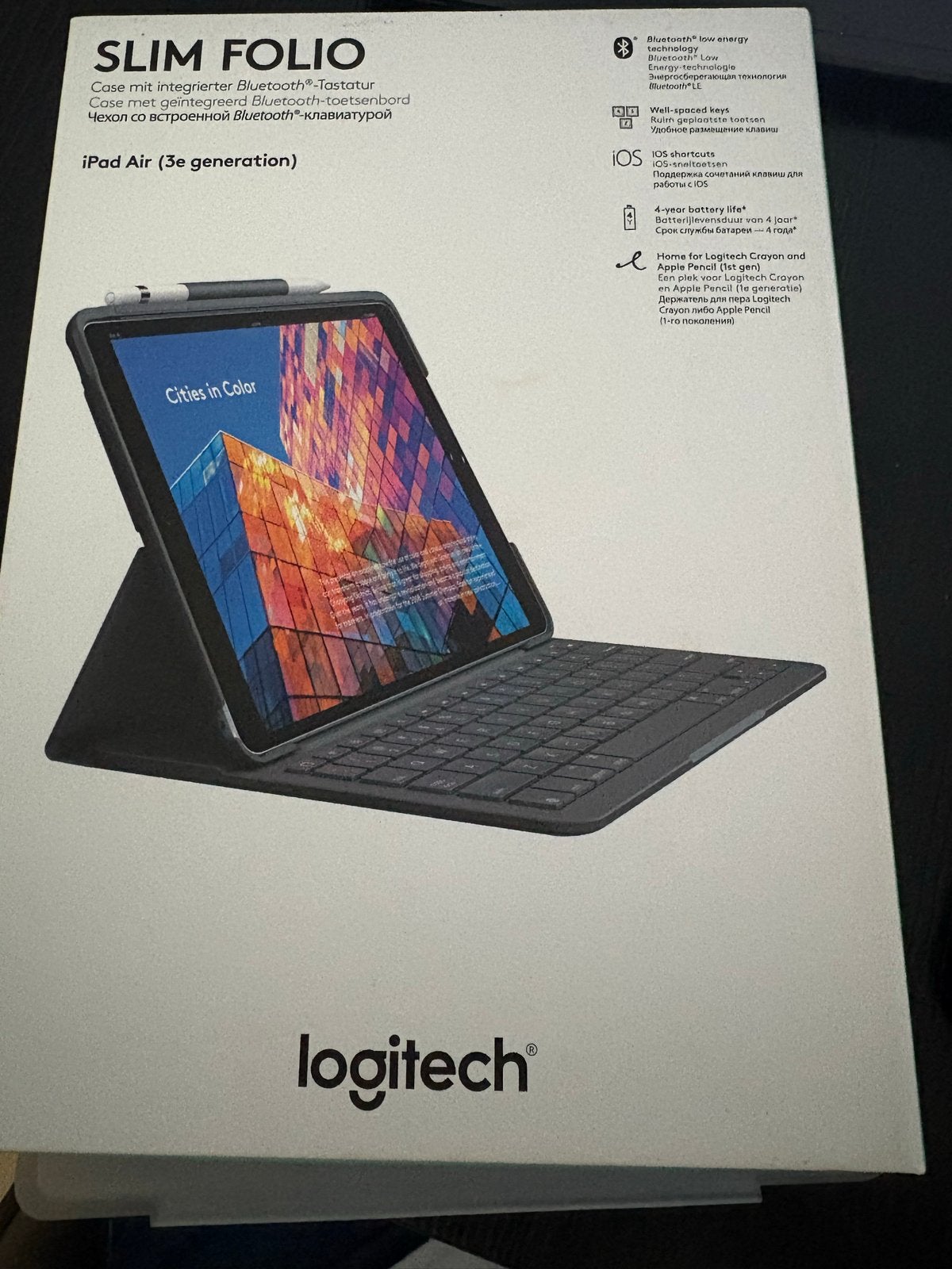 Logitech Slim Folio iPad Air (3e generatie) toetsenbord, Ophalen of Verzenden, Zo goed als nieuw, Apple iPad Air