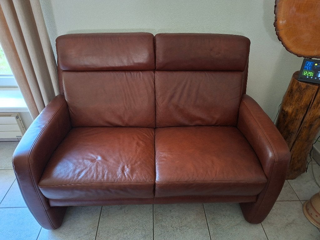 2 x 2 persoons leren zitbank van W. Schillig, Ophalen, Gebruikt, Klassiek tijdloos, Tweepersoons