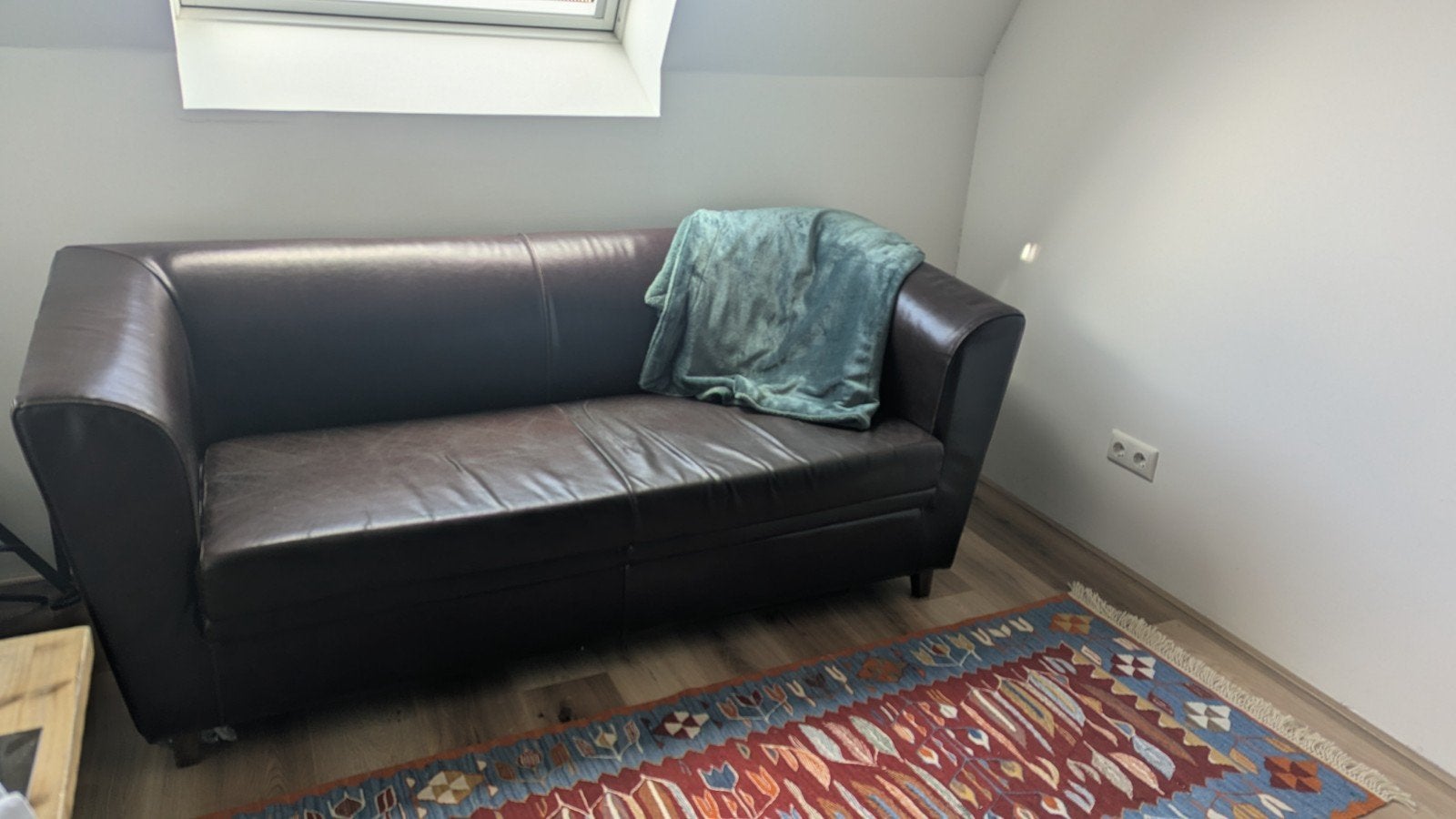 Bruine leren bank 2.5/3 persoons 190x75, Ophalen, Gebruikt, 150 tot 200 cm, Tweepersoons