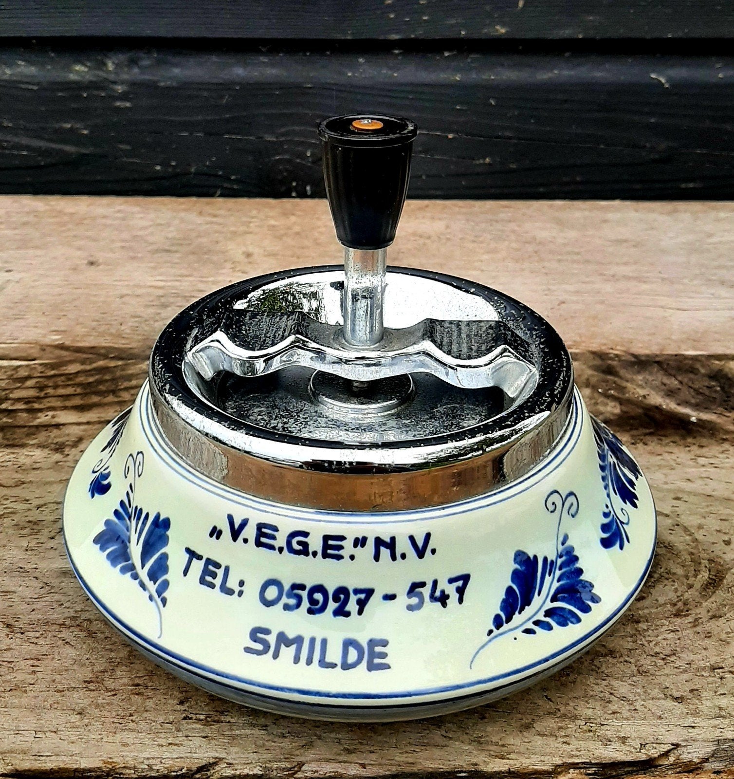 Vintage Delfts blauwe Asbak - (V.E.G.E. / Smilde), Ophalen of Verzenden, Gebruikt, Asbak