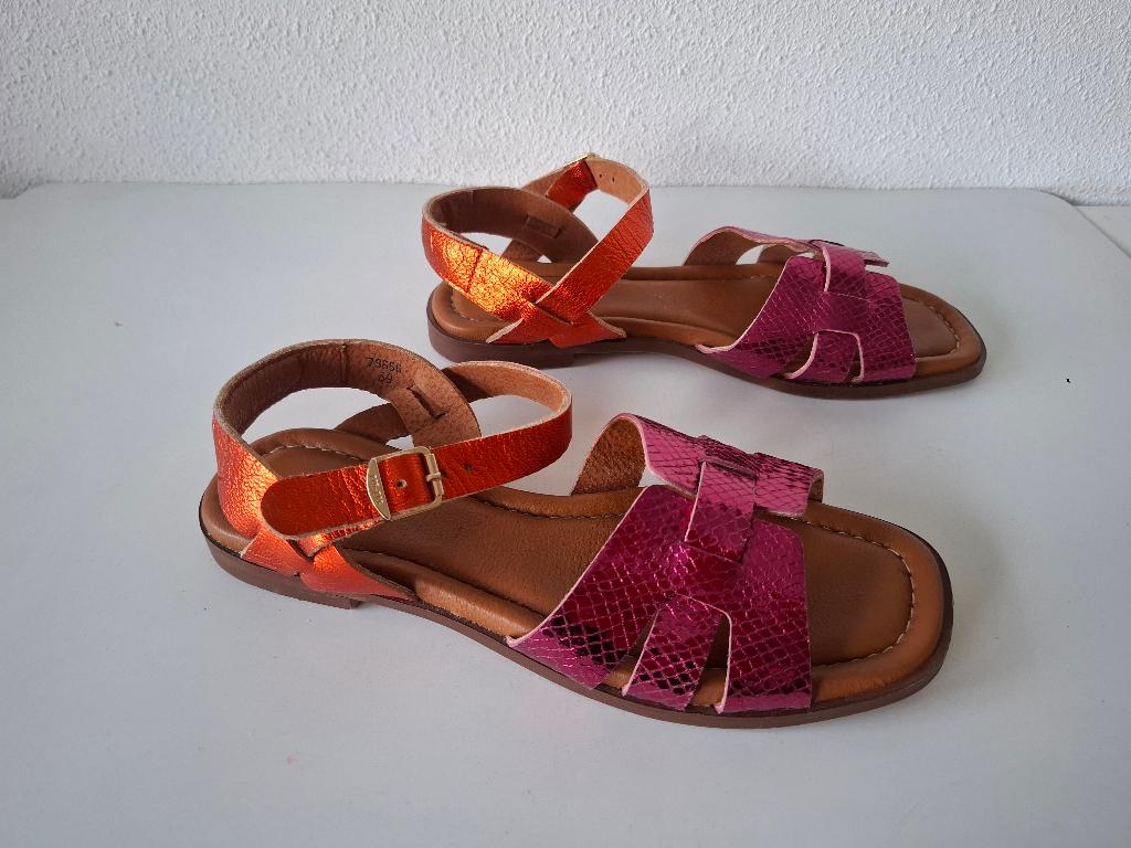 Red Rag sandalen maat 39 cyclaam roze / oranje metallic leer, Kleding | Dames, Schoenen, Overige kleuren, Verzenden, Red - Rag / Red Rag