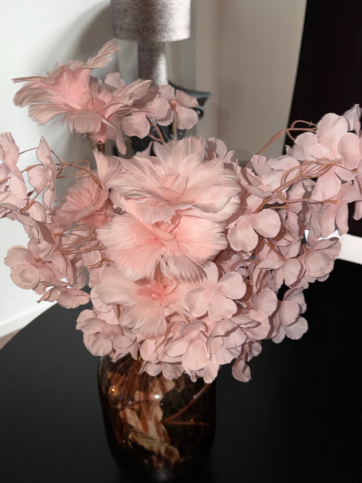 Prachtige roze droogbloemen in vaas eric kuster style, Ophalen, Zo goed als nieuw