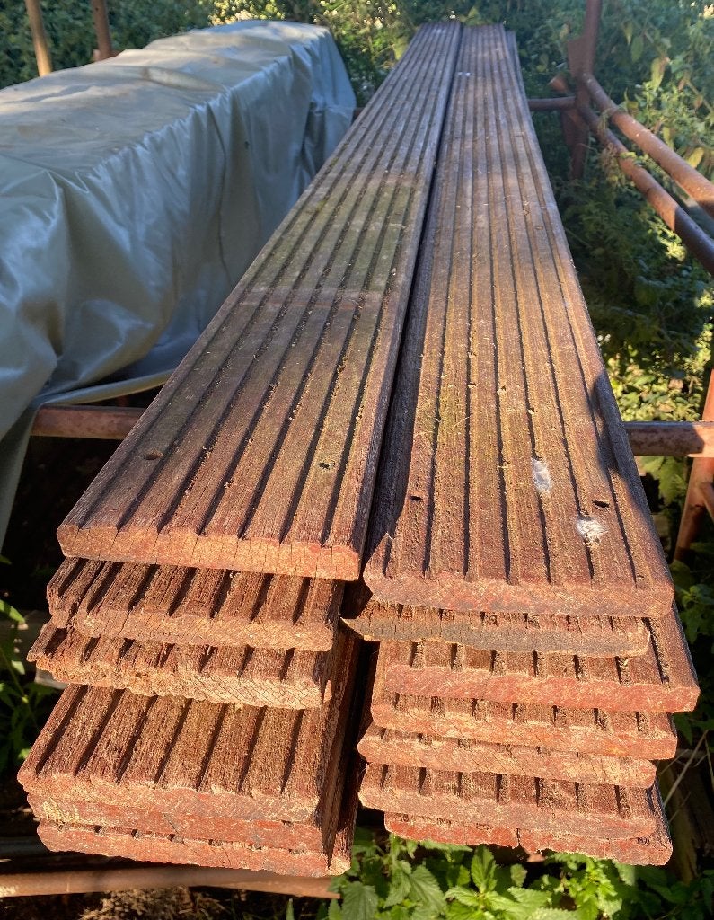 15 Vlonderplanken Tropisch-Hardhout, Tuin en Terras, Ophalen, Gebruikt, Hout