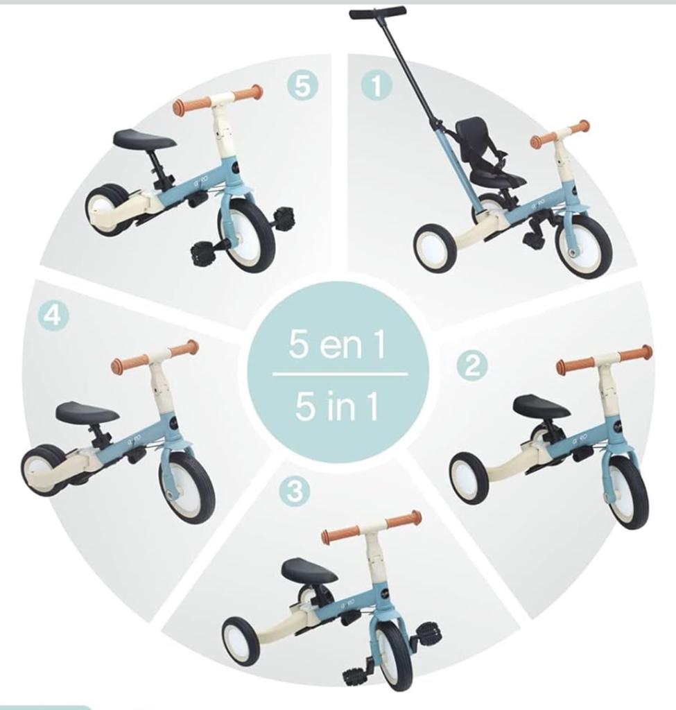 Olmitos Gyro 5-in-1 Meegroei Driewieler - Grijs, Kinderen en Baby's, Speelgoed | Buiten | Voertuigen en Loopfietsen, Zo goed als nieuw
