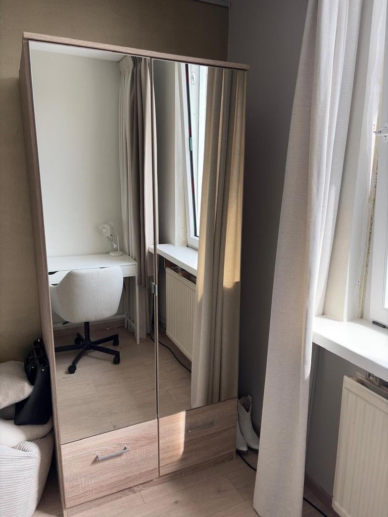 Kledingkast met spiegeldeuren en lades, Huis en Inrichting, Kasten | Kledingkasten, Ophalen, Gebruikt, 50 tot 100 cm, 150 tot 200 cm