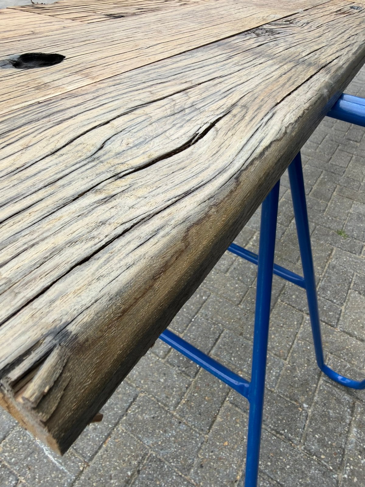 Oude eiken plank met  afgeronde zijkant  370 x 47 x 3,5 cm, Ophalen, 25 tot 50 mm, Eiken, Zo goed als nieuw
