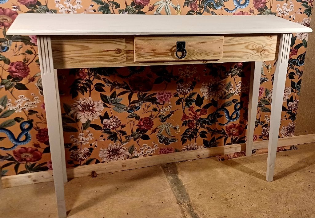 Sidetable lade landelijk hout 120cm haltafel kaptafel, Huis en Inrichting, Ophalen, 100 tot 150 cm, Nieuw, 25 tot 50 cm