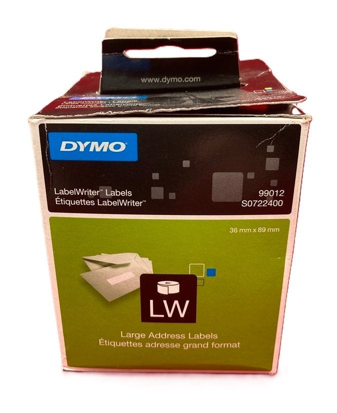 DYMO S0722400/99012 LABELS WIT 89X36 mm (origineel), -, Dymo, -, Nieuw