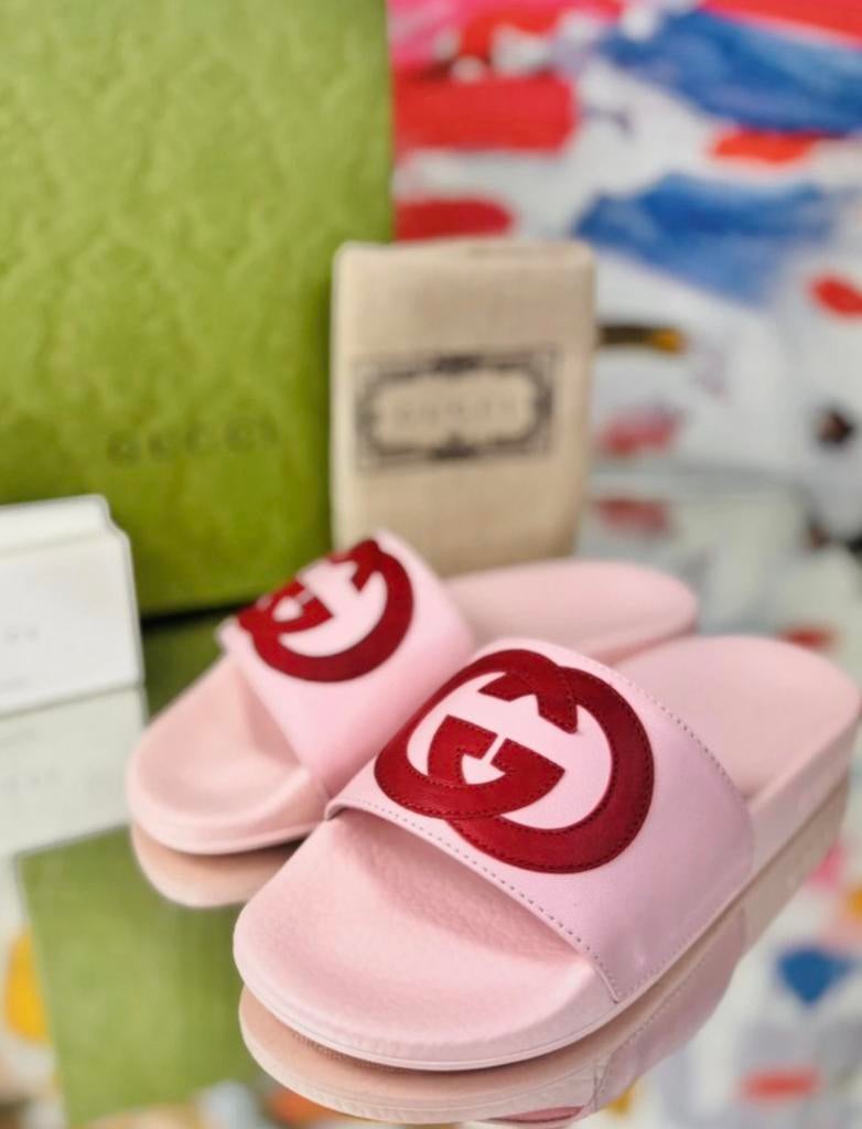 Gucci roze GG nappa lederen slippers maat 33 NIEUW, Schoenen, Customercare@gucci.com, Gucci, Verzenden