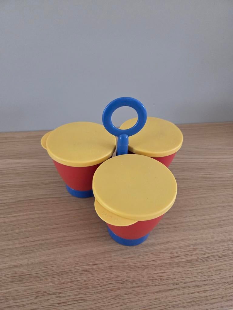 Tupperware carrousel retro rood blauw geel, Ophalen of Verzenden, Gebruikt, Blauw, Overige typen