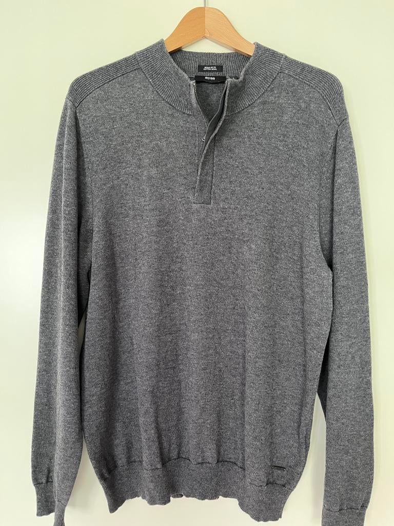 Hugo Boss trui grijs - maat L, Ophalen of Verzenden, Zo goed als nieuw, Maat 48/50 (M), Grijs