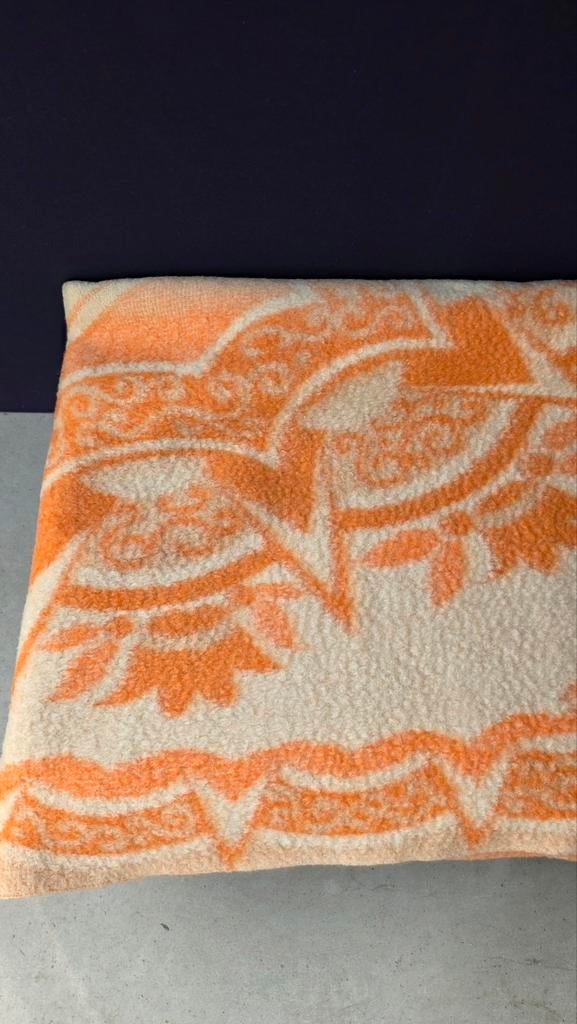 Vintage AaBe deken roze/oranje 125x200 cm abrikozen kleur, Ophalen, Gebruikt, Onbekend, Onbekend