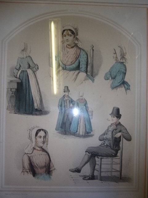 Klederdracht. Bing & Braet. Zeeland. Noord Beveland 1857, Antiek en Kunst, Ophalen of Verzenden, Blanco verso, 29 cm, Lithografie