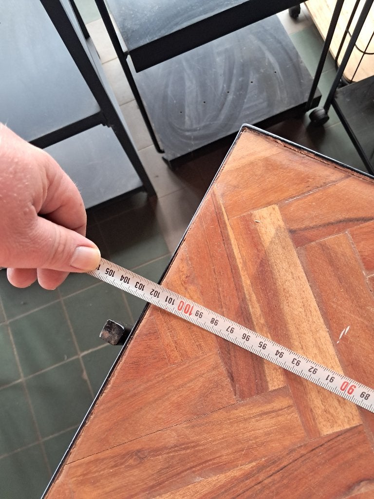 Sidetable industrieel visgraat consoletafel zwart  CS27268, Ophalen, Gebruikt, 100 tot 150 cm, Overige houtsoorten