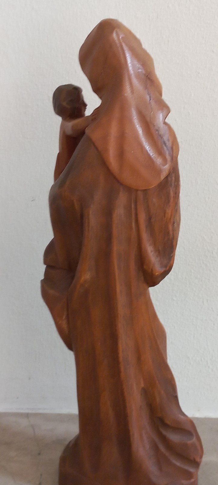 Vintage houten Mariabeeld met kind, Houtsnijwerk, Ophalen of Verzenden, 20 - 50 cm, Hout