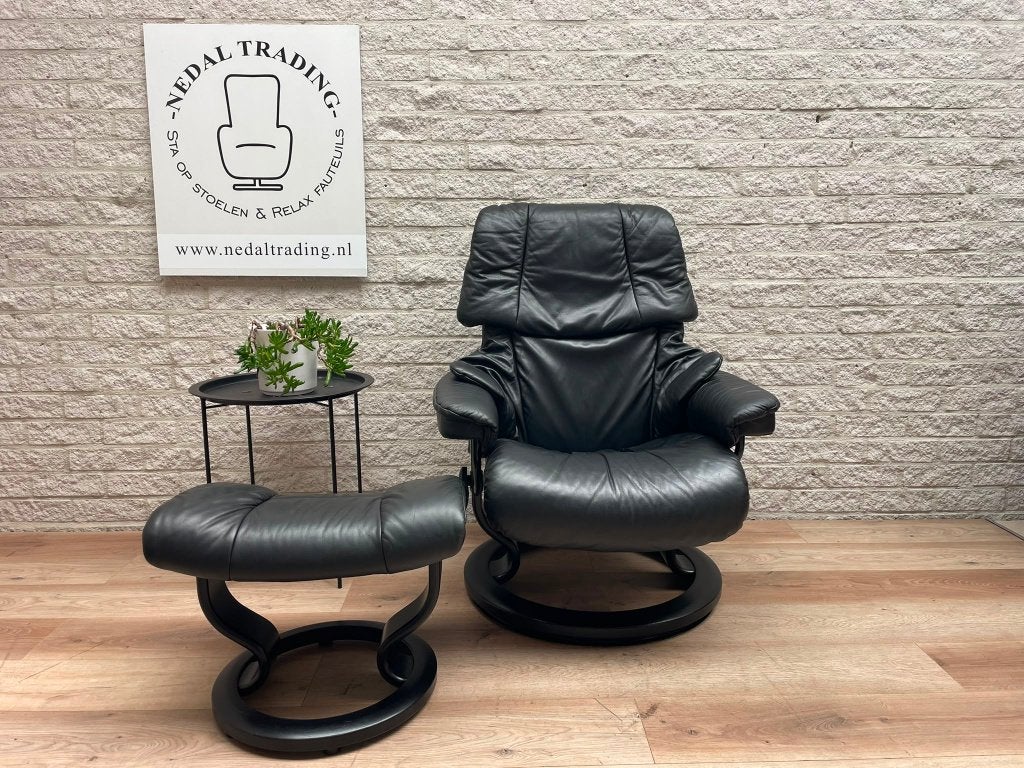 Luxe Stressless relax fauteuil, relax stoel draaibaar, N, N, Minder dan 75 cm, Leer