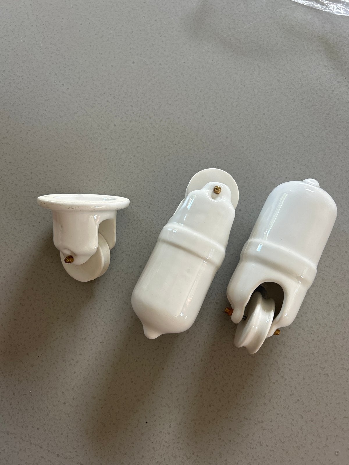 Zangra - Set van 3 porseleinen katrollen en tegenwichten, Huis en Inrichting, Woonaccessoires | Overige, Vintage, Ophalen of Verzenden