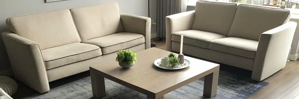 Beige bankstel 2,5 / 3 zits, Huis en Inrichting, Ophalen, Gebruikt, Vierpersoons of meer, Rechte bank