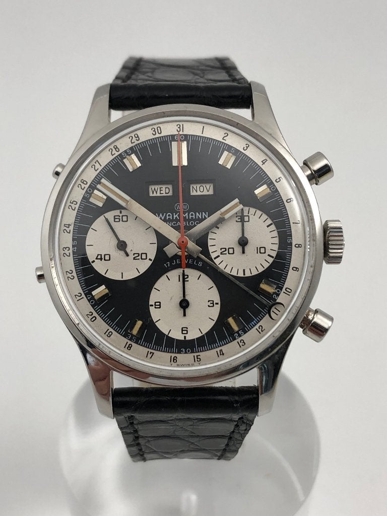 Wakmann Chronograph met kalender, Valjoux 72C, Sieraden, Tassen en Uiterlijk, Horloges | Heren, Ophalen of Verzenden, Gebruikt