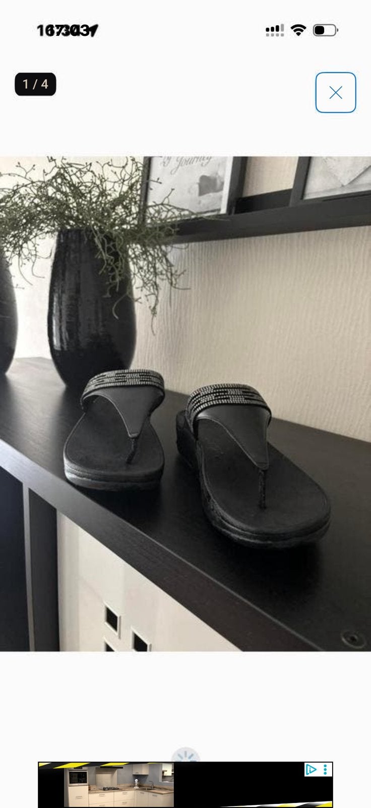 Fitflop slippers zwart met bling maat 38, Kleding | Dames, Schoenen, Ophalen of Verzenden, Zo goed als nieuw, Zwart