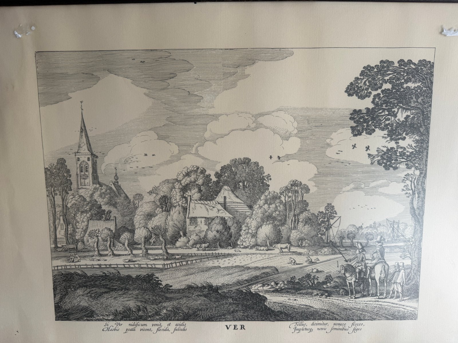 2 x Jan van de Velde II lente/winter originele oude etsen!, Antiek en Kunst, Kunst | Etsen en Gravures, Ets, Origineel, Landschap