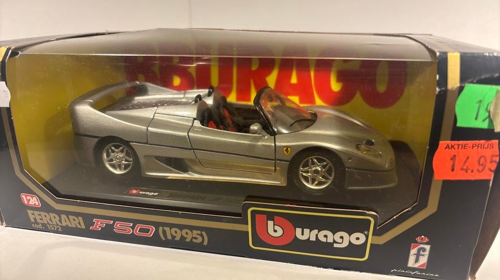 Ferrari f50 grey spyder bburago 1.24, Ophalen of Verzenden, Bburago, A, A